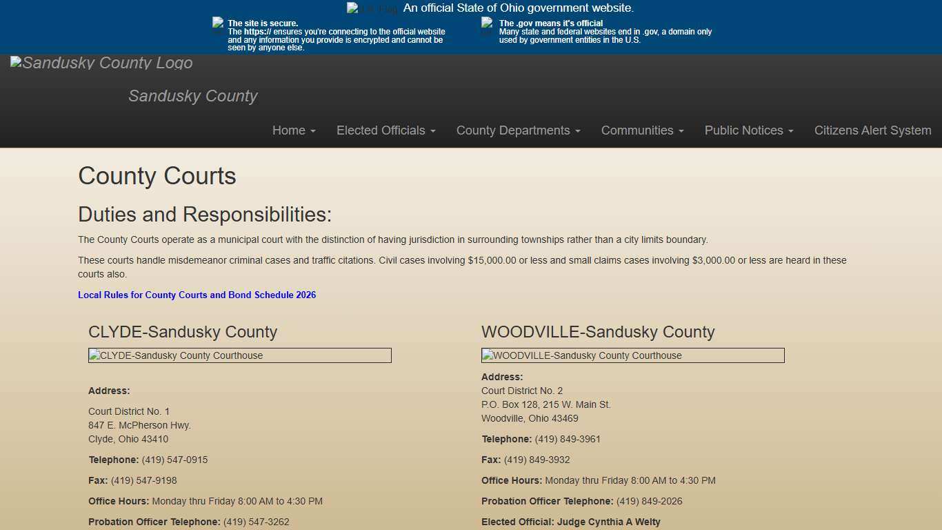 Sandusky County, Ohio - County Courts