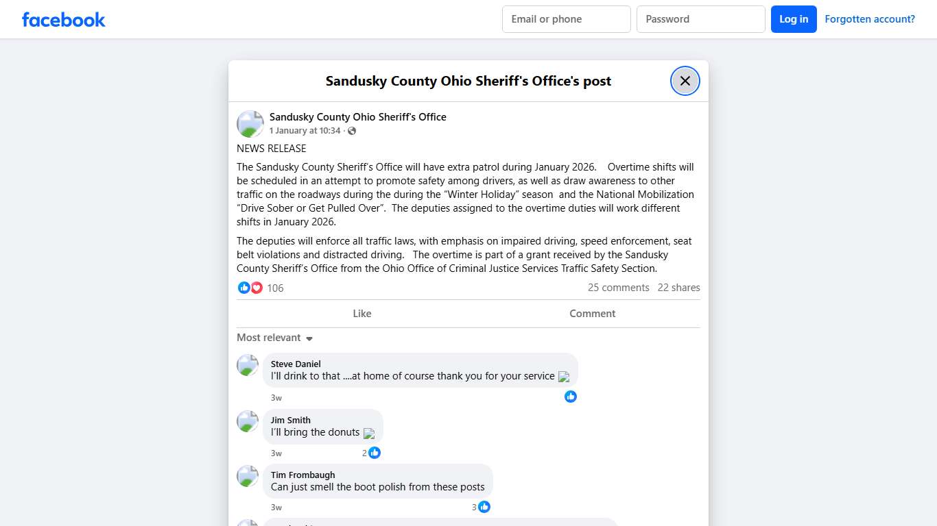 NEWS RELEASE The... - Sandusky County Ohio Sheriff's Office Facebook