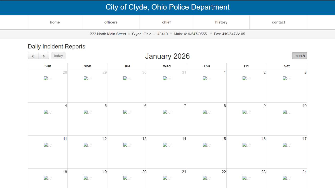 Daily Incident Reports Clyde, Ohio Police Department