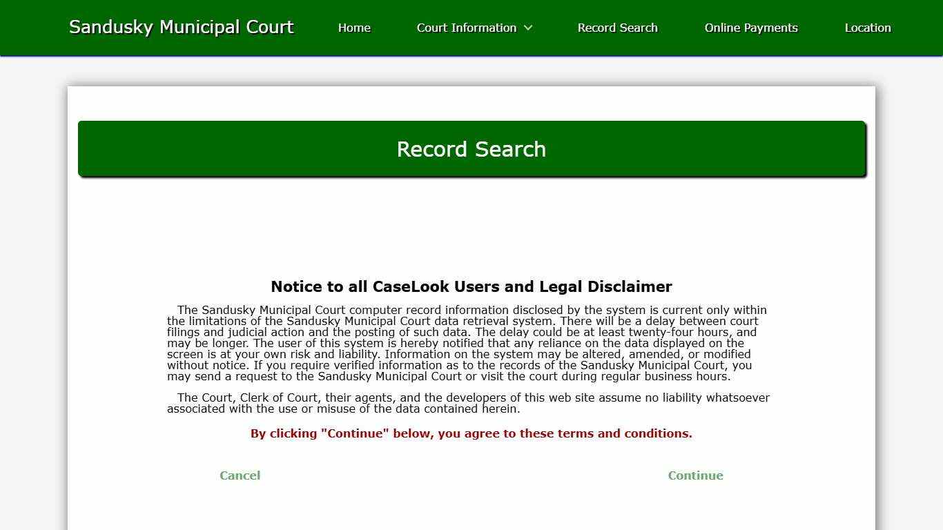 Sandusky Municipal Court - Record Search